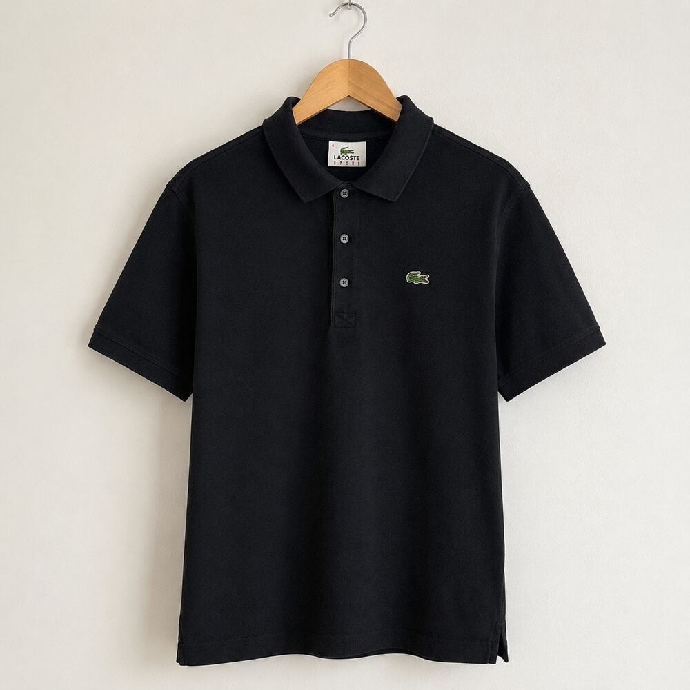 Lacoste Sport Polo Shirt Mens 4 Medium Black Classic Cotton Crocodile Log5